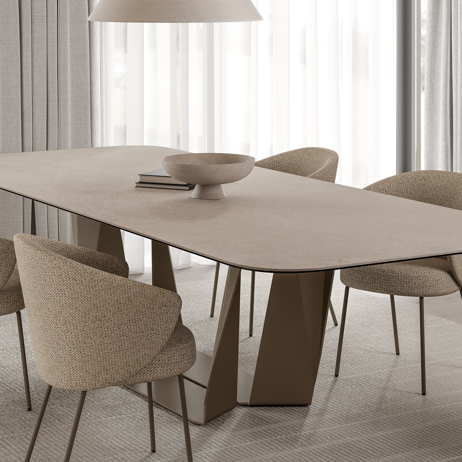 Mobliberica ceramic dining table and chairs for luxury residences