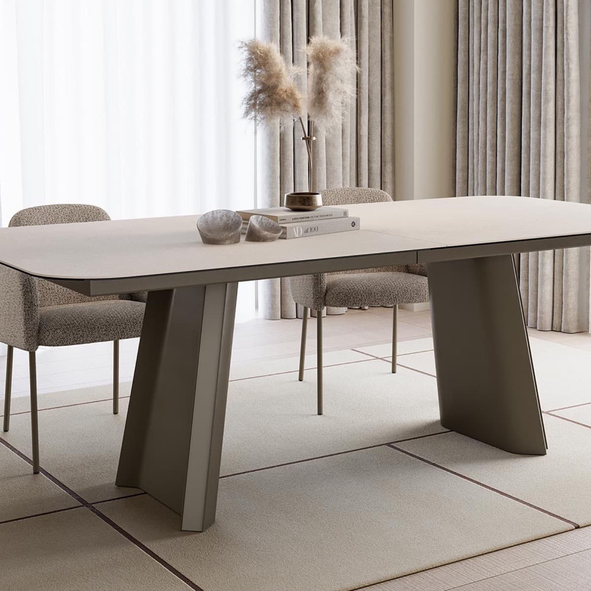 Mobliberica Tul dining table with ceramic top and sculptural base