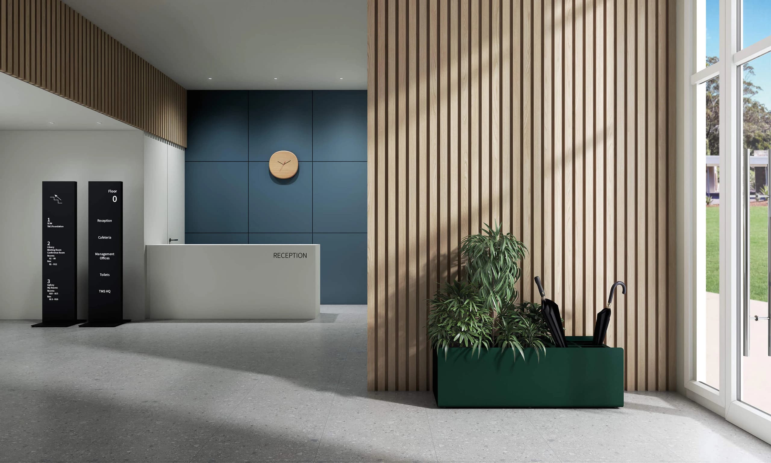 Crepe Umbrella Stand & Plant Pot in a furnished setting