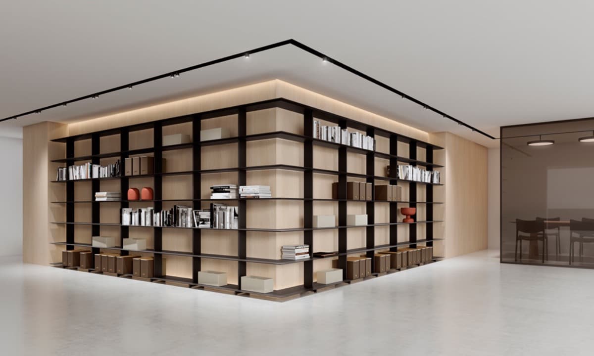 Wing Shelving in a furnished setting